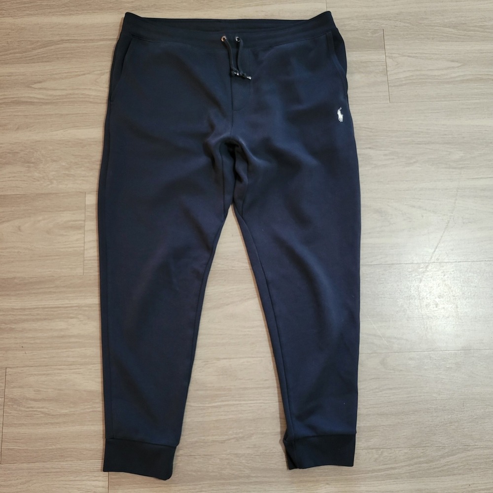 Polo Ralph Lauren Mens Navy Blue Double Knit Jogger Sweatpants Large Pony Logo
